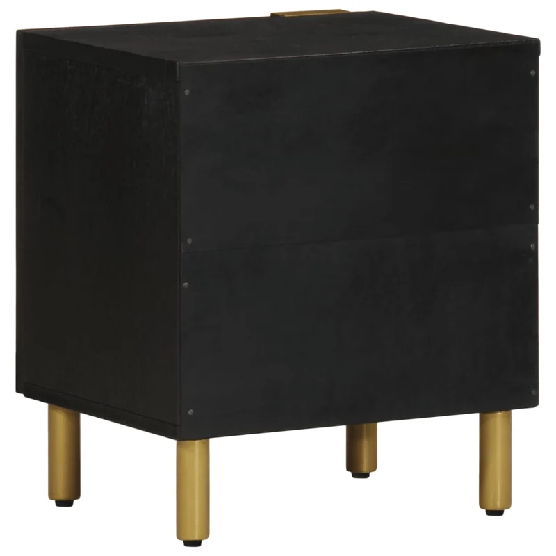 Table de chevet avec compartiment avec porte 40 x 33 x 46 cm bois de manguier noir DEC034413
