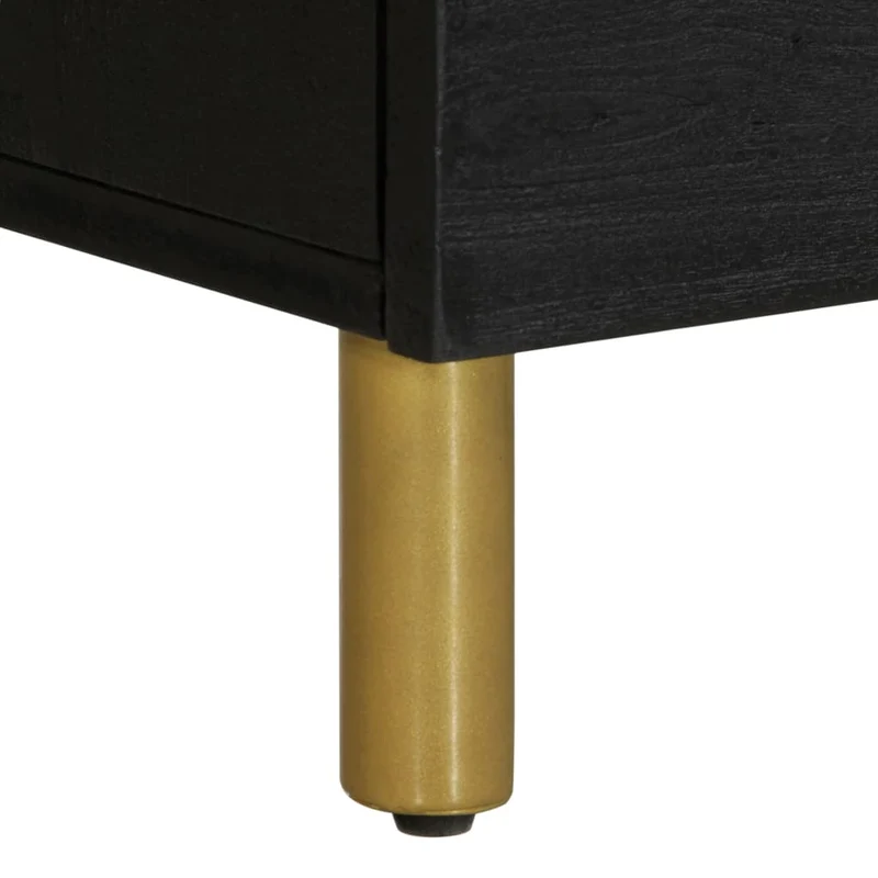 Table de chevet avec compartiment avec porte 40 x 33 x 46 cm bois de manguier noir DEC034413