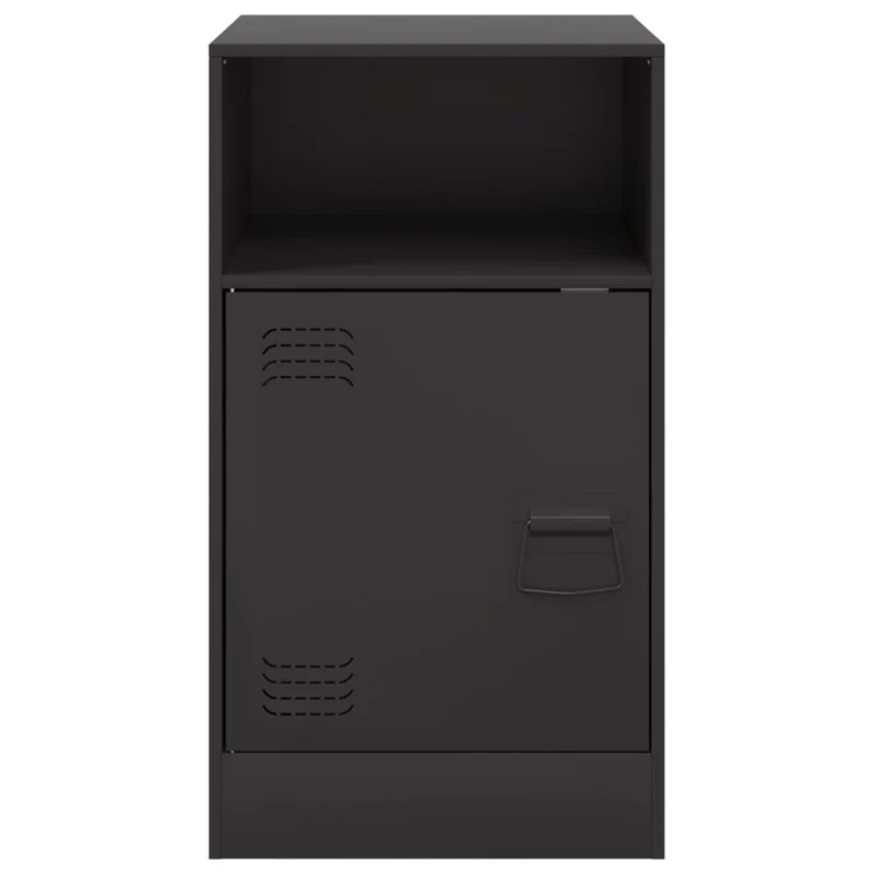 Table de chevet avec compartiment avec porte 34,5 x 39 x 62 cm acier noir DEC034351