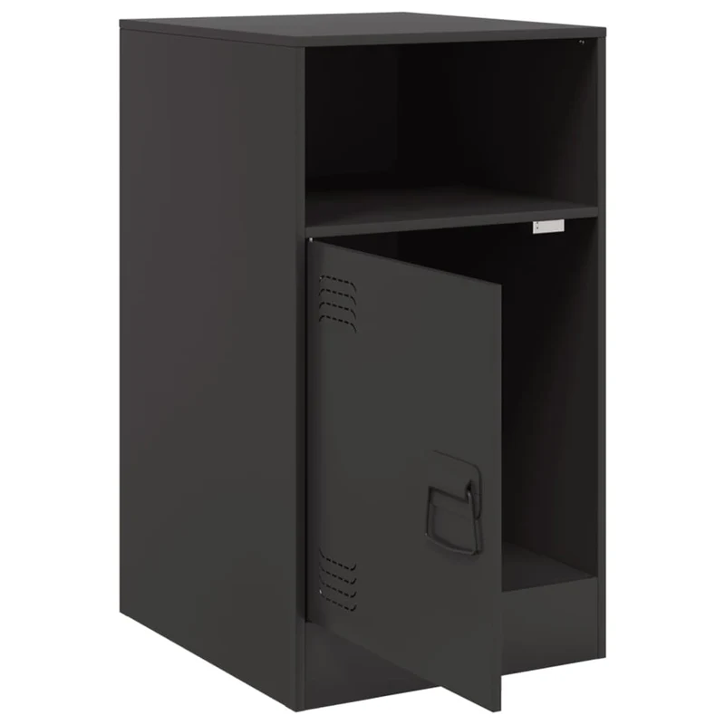 Table de chevet avec compartiment avec porte 34,5 x 39 x 62 cm acier noir DEC034351