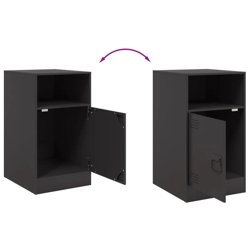 Table de chevet avec compartiment avec porte 34,5 x 39 x 62 cm acier noir DEC034351