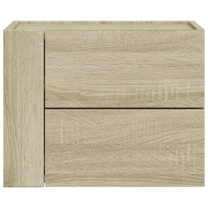 Table de chevet murale avec deux tiroirs 45 x 30 x 35 cm bois d'ingénierie couleur chêne DEC034287