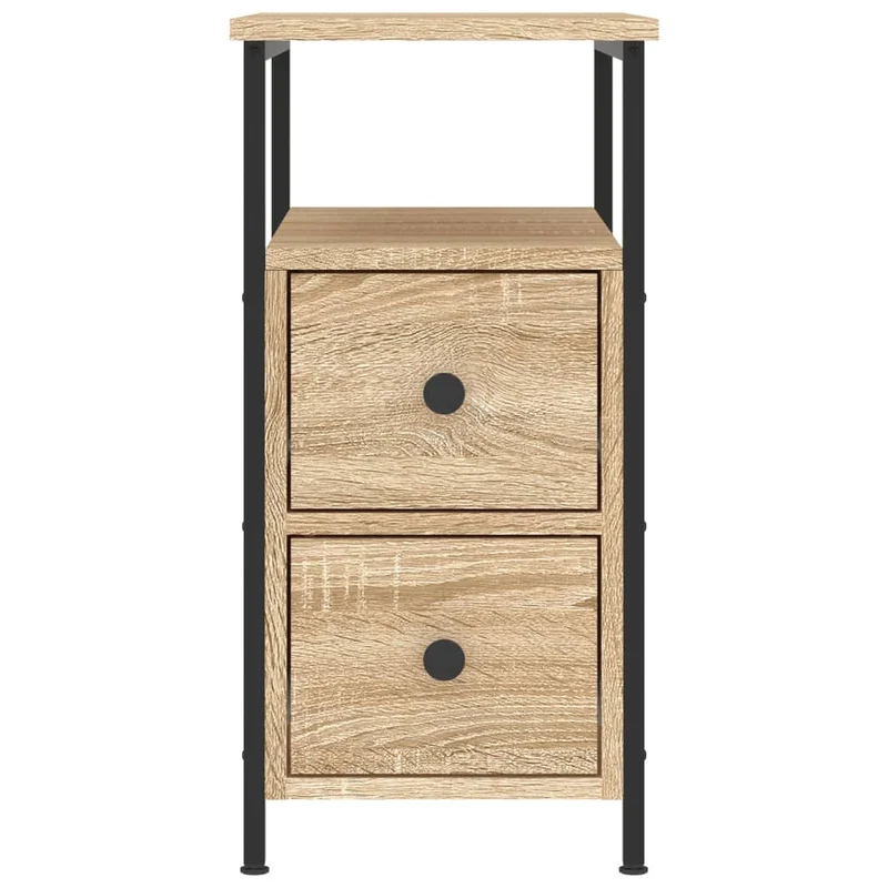Table de chevet avec deux tiroirs et compartiment ouvert 30 x 60 x 60 cm bois d'ingénierie couleur chêne DEC033800