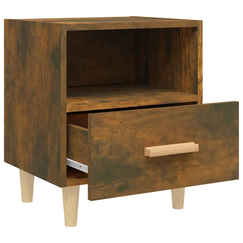 Table de chevet avec compartiment ouvert et tiroir 40 x 35 x 47 cm bois d'ingénierie marron DEC033565