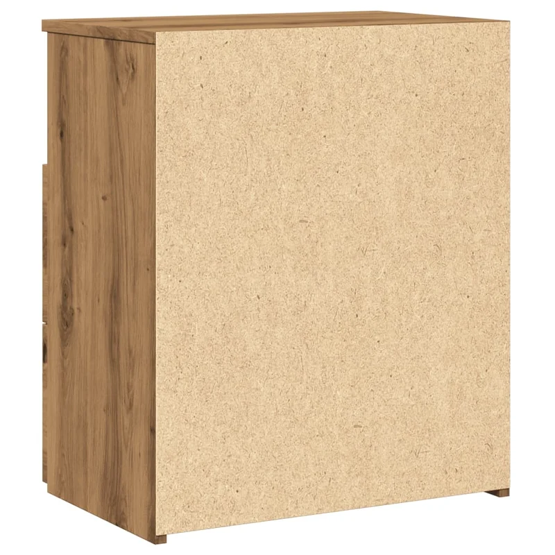 Table de chevet avec deux tiroirs et étagère 50 x 32 x 60 cm bois d'ingénierie couleur chêne DEC033533