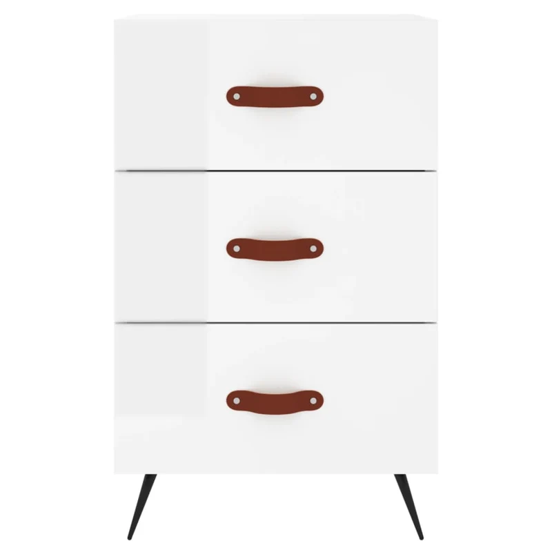 Table de chevet avec 3 tiroirs 40 x 40 x 66 cm bois d'ingénierie blanc brilliant DEC033497