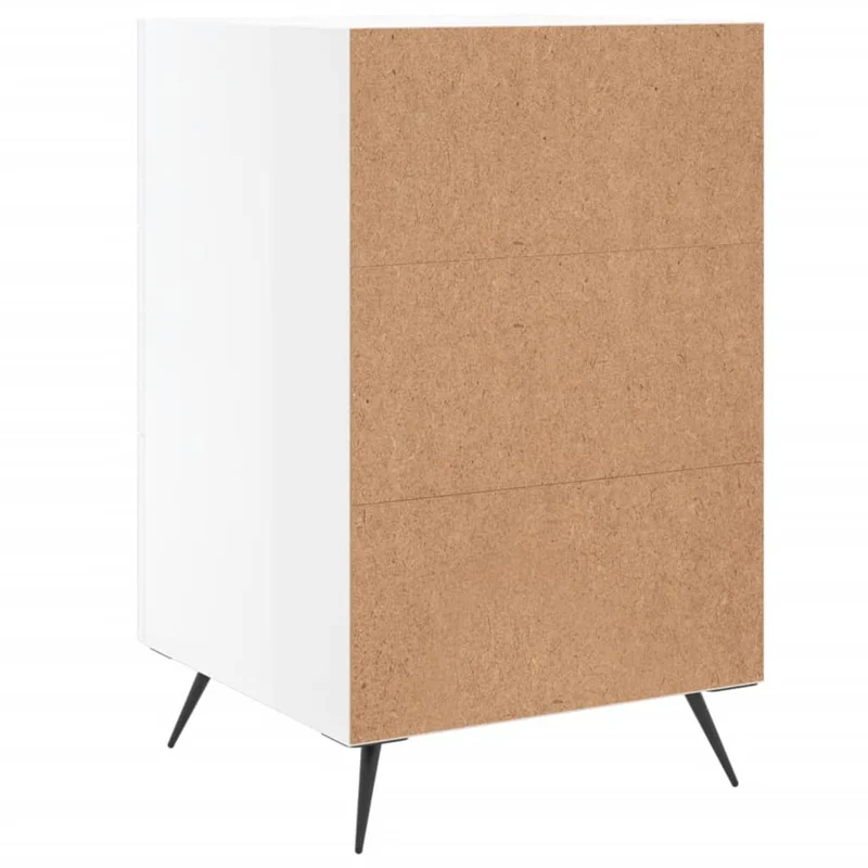 Table de chevet avec 3 tiroirs 40 x 40 x 66 cm bois d'ingénierie blanc brilliant DEC033497