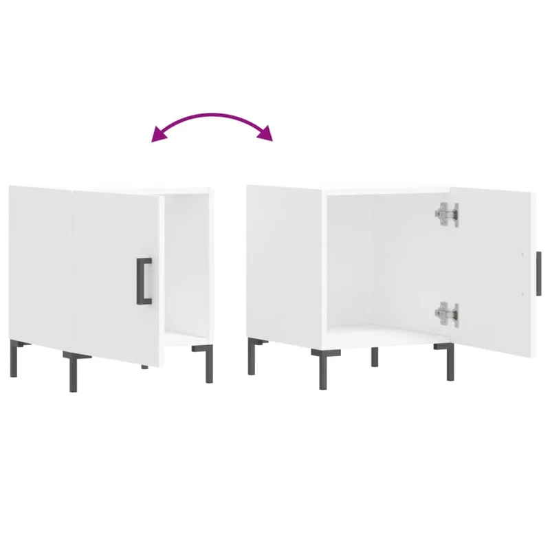 Table de chevet avec compartiment avec porte 40 x 40 x 50 cm bois d’ingénierie blanc DEC033394