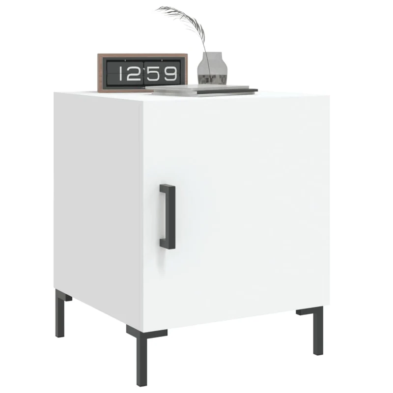 Table de chevet avec compartiment avec porte 40 x 40 x 50 cm bois d’ingénierie blanc DEC033394