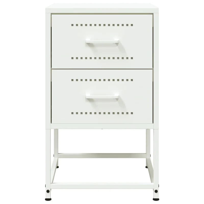 Table de chevet avec deux tiroirs 36 x 39 x 60,5 cm acier blanc DEC033312