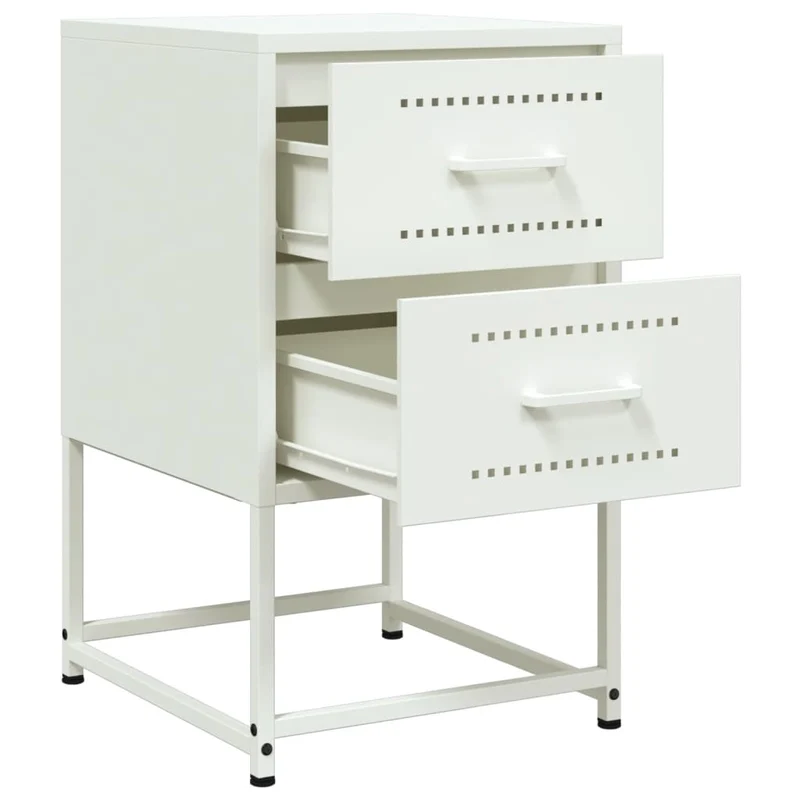 Table de chevet avec deux tiroirs 36 x 39 x 60,5 cm acier blanc DEC033312