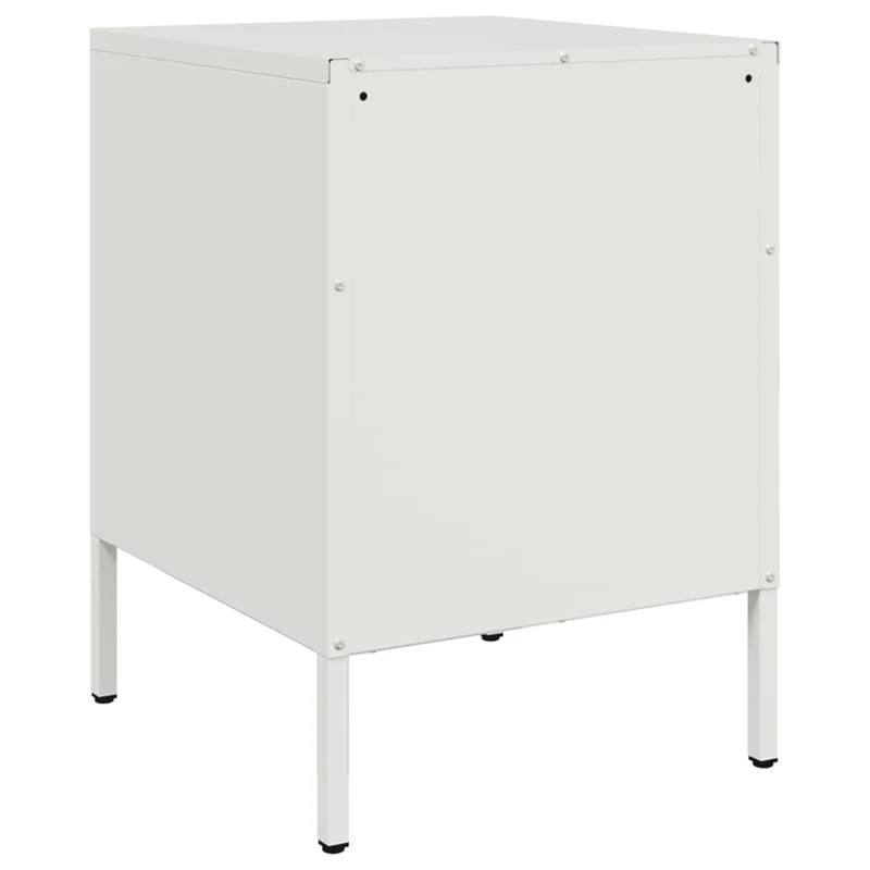 Table de chevet avec deux tiroirs 36 x 39 x 50,5 cm acier blanc DEC033307
