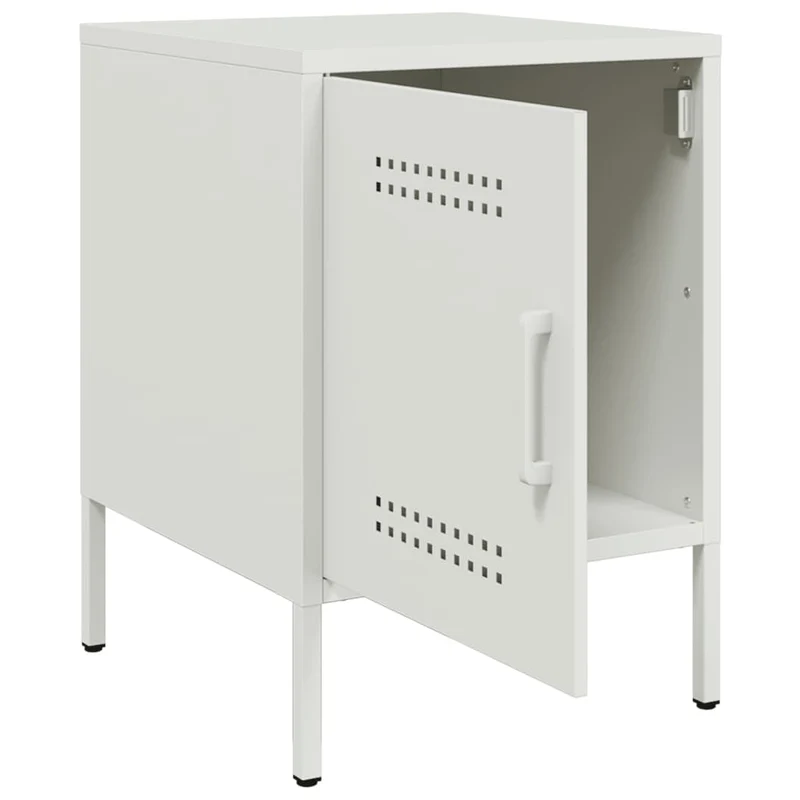 Table de chevet avec compartiment de rangement avec porte 36 x 39 x 50,5 cm acier blanc DEC033306
