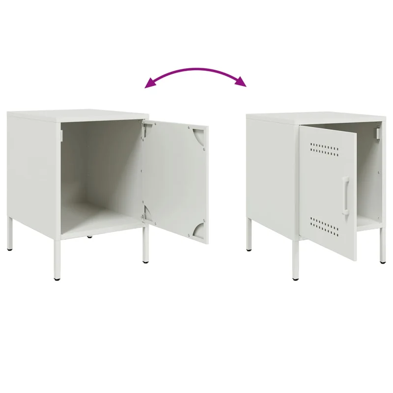 Table de chevet avec compartiment de rangement avec porte 36 x 39 x 50,5 cm acier blanc DEC033306