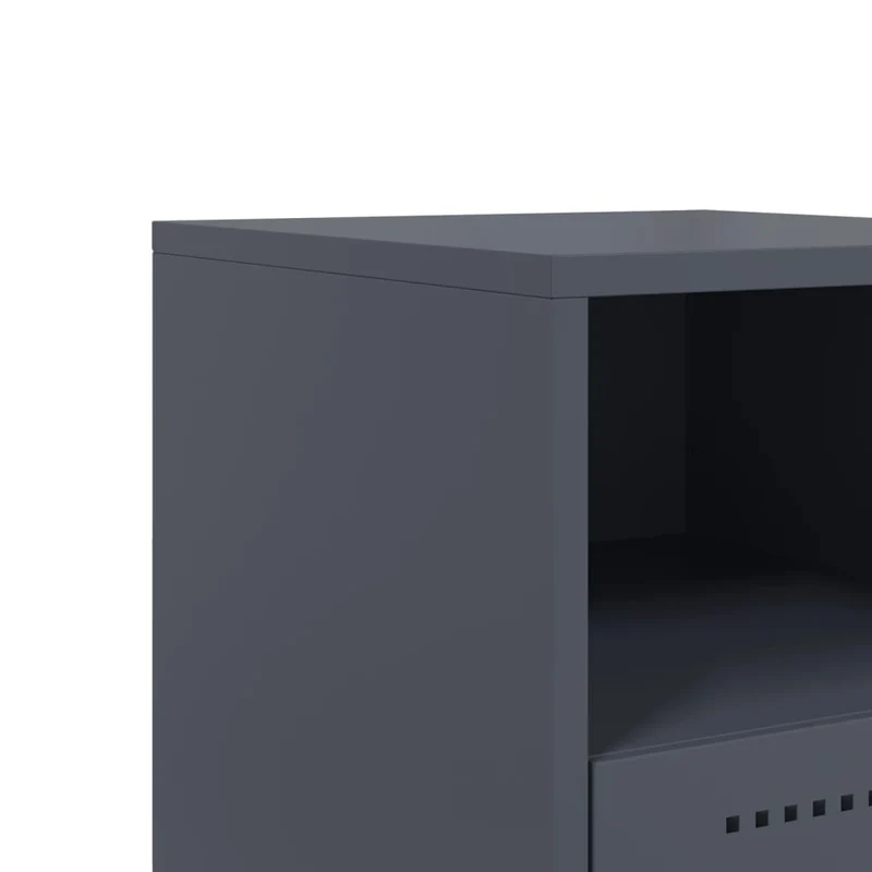 Table de chevet avec tiroir et compartiment ouvert 36 x 39 x 60,5 cm acier anthracite DEC033102