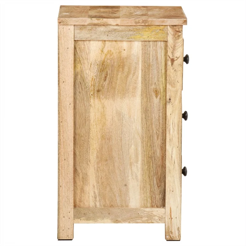 Table de chevet avec 3 tiroirs 45 x 35 x 60 cm bois de manguier DEC033020