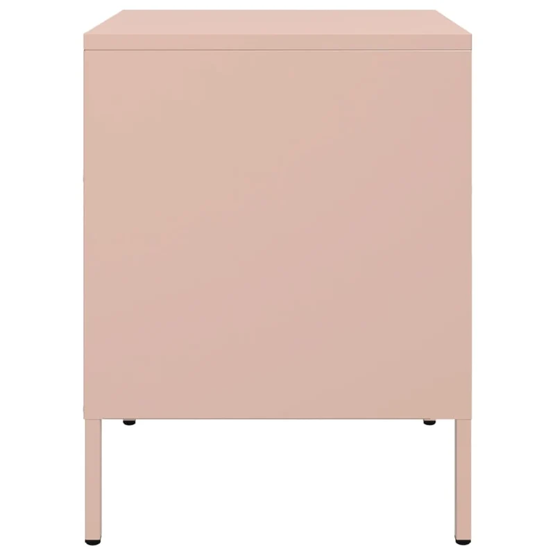 Table de chevet avec deux tiroirs 36 x 39 x 50,5 cm acier rose DEC034559
