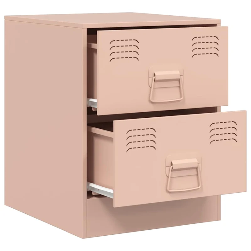 Table de chevet avec tiroirs 34,5 x 39 x 44 cm acier rose DEC034547