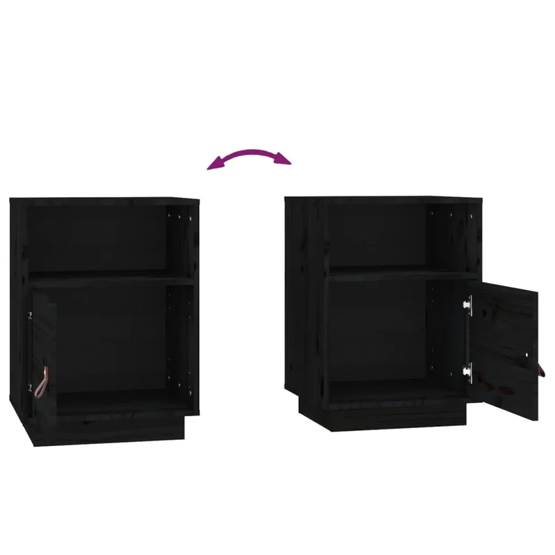 Table de chevet avec 2 compartiments et porte 40 x 34 x 55 cm bois de pin noir DEC034421