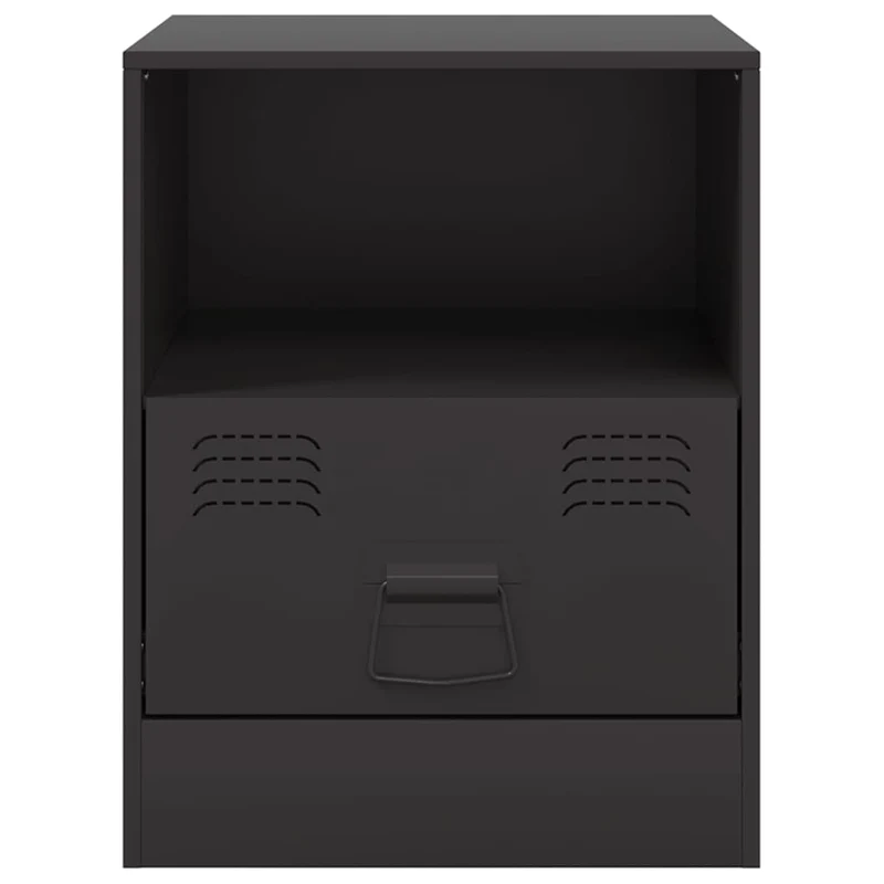 Table de chevet avec tiroir et compartiment ouvert 34,5 x 39 x 44 cm acier noir DEC034350