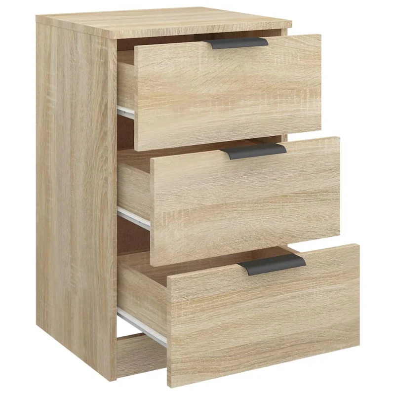 Table de chevet avec 3 tiroirs 40 x 36 x 65 cm bois d'ingénierie couleur chêne DEC033849