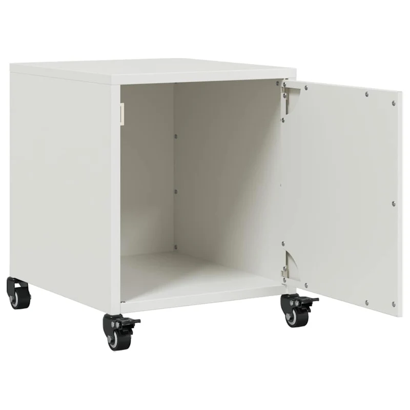 Table de chevet avec compartiment avec porte 36 x 39 x 43,5 cm acier blanc DEC033304
