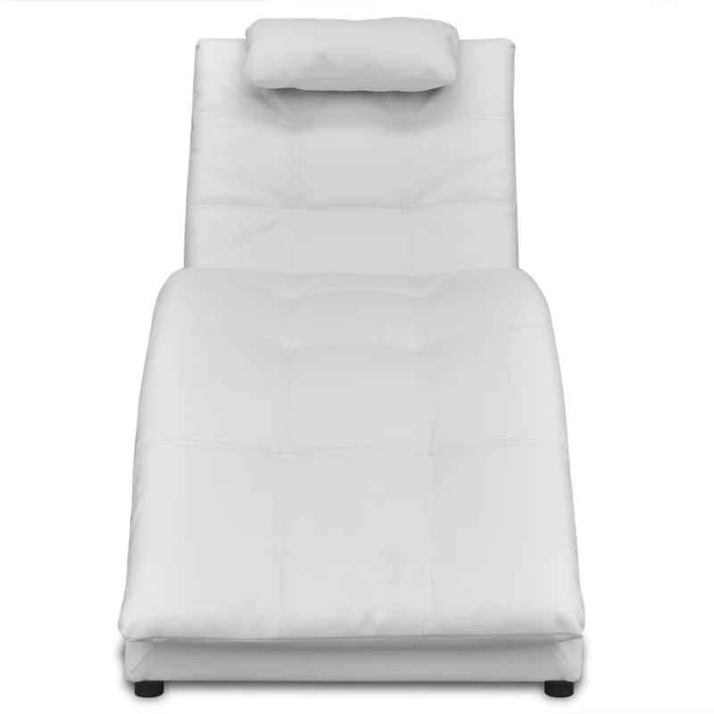 Méridienne chaise longue canapé pour intérieur avec oreiller blanc PVC blanc DEC026107