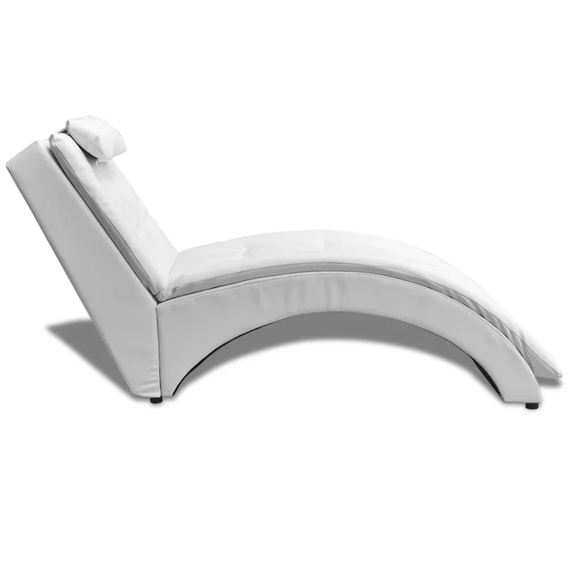 Méridienne chaise longue canapé pour intérieur avec oreiller blanc PVC blanc DEC026107