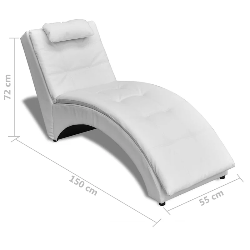 Méridienne chaise longue canapé pour intérieur avec oreiller blanc PVC blanc DEC026107