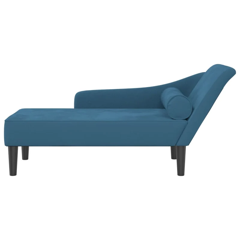 Méridienne chaise longue canapé pour intérieur avec coussins en velours bleu DEC026064