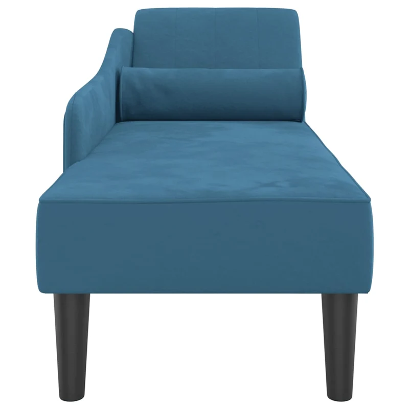 Méridienne chaise longue canapé pour intérieur avec coussins en velours bleu DEC026064