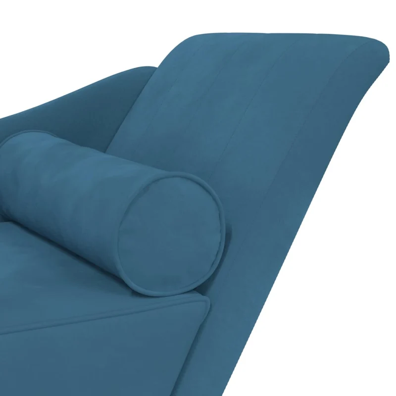 Méridienne chaise longue canapé pour intérieur avec coussins en velours bleu DEC026064