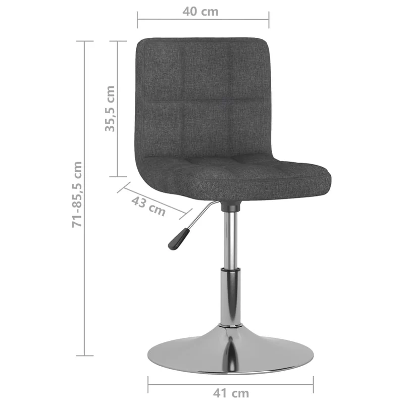Lot de 2 chaises de salle à manger siège pivotant hauteur réglable en tissu gris foncé cadre en acier DEC025249