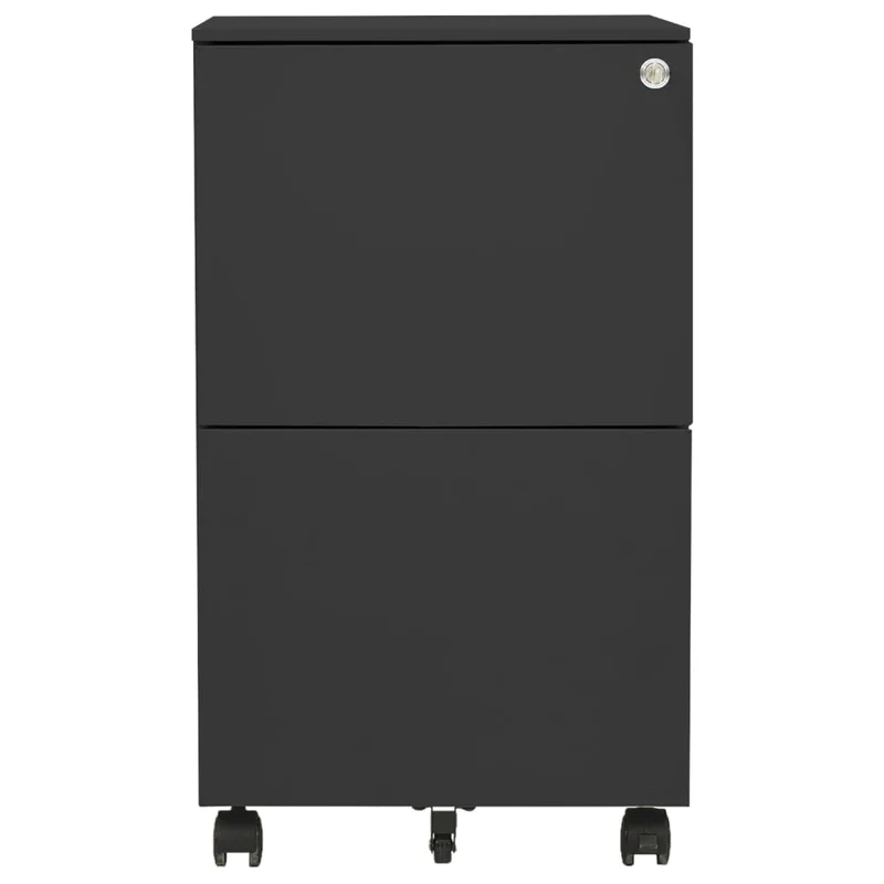 Caissons à tiroirs meuble de bureau sur roulettes 2 tiroirs 39 x 45 x 67 cm acier anthracite DEC024559