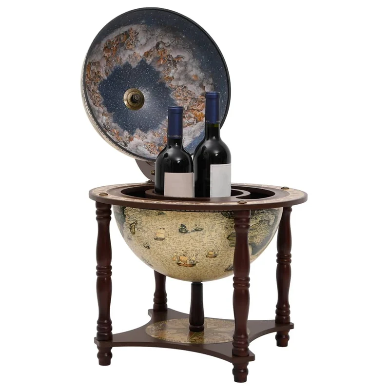 Globe bar support à vin bar forme globe marron bois d'eucalyptus massif brun DEC024454