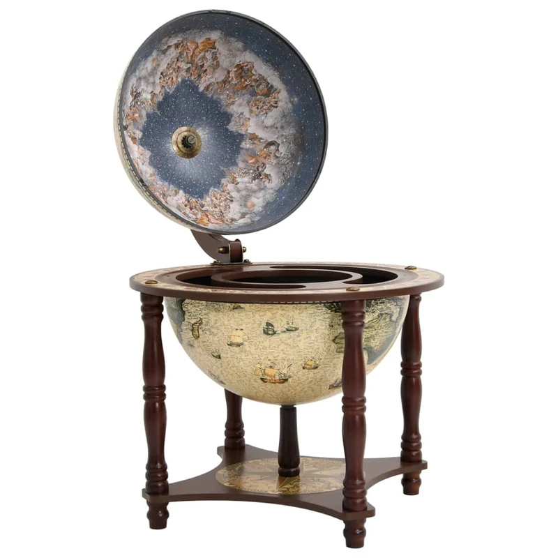 Globe bar support à vin bar forme globe marron bois d'eucalyptus massif brun DEC024454