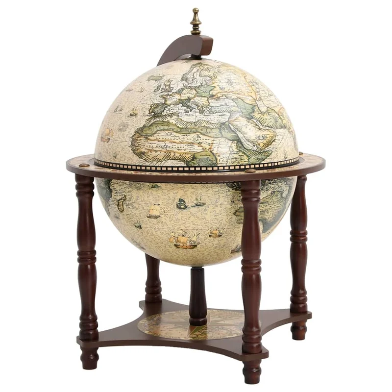 Globe bar support à vin bar forme globe marron bois d'eucalyptus massif brun DEC024454
