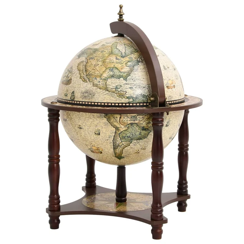 Globe bar support à vin bar forme globe marron bois d'eucalyptus massif brun DEC024454