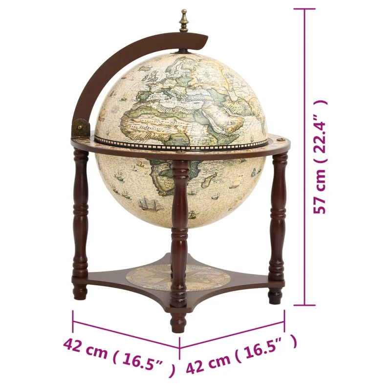 Globe bar support à vin bar forme globe marron bois d'eucalyptus massif brun DEC024454