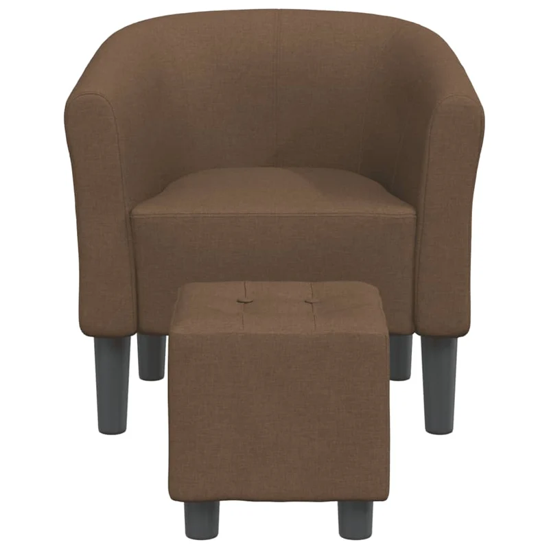 Fauteuil lounge assise confortable design moderne avec repose-pied en tissu marron DEC026427