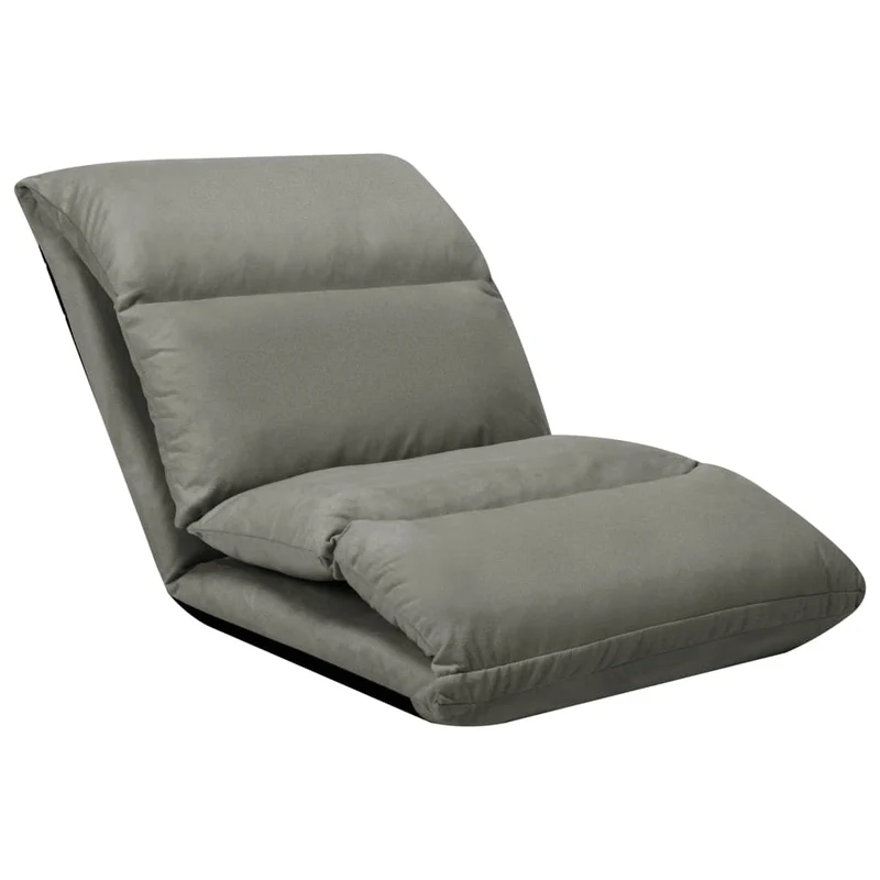 Fauteuil de sol piable réglable chaise longue de sol en microfibre gris DEC026235