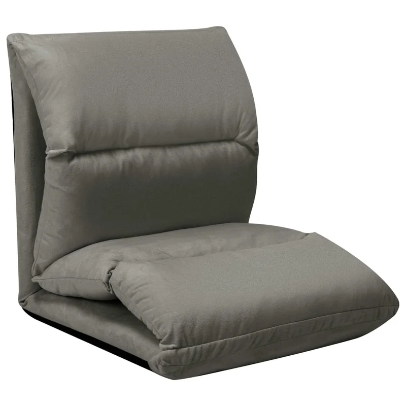 Fauteuil de sol piable réglable chaise longue de sol en microfibre gris DEC026235