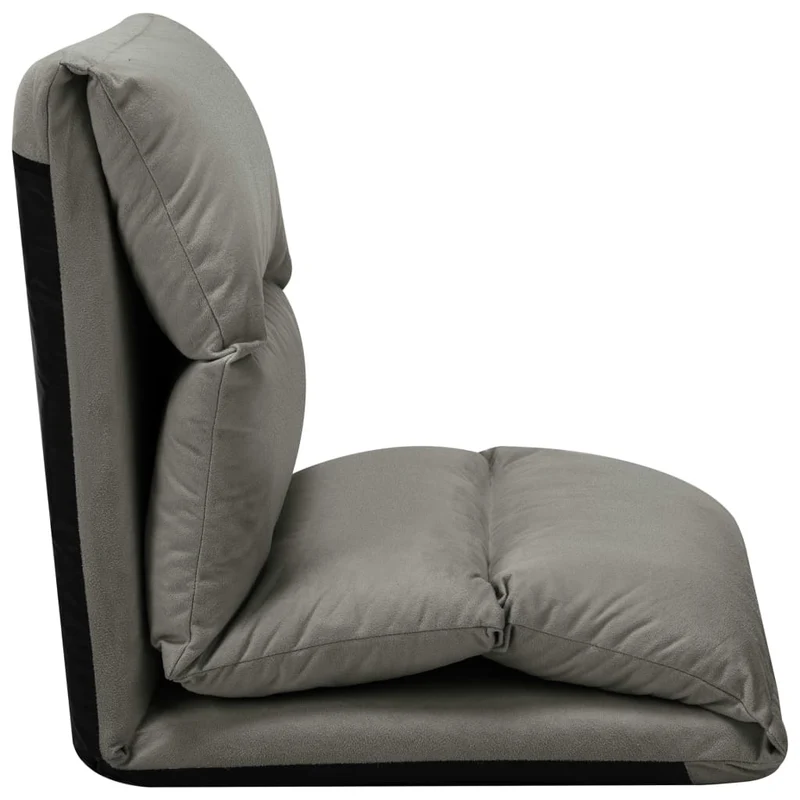 Fauteuil de sol piable réglable chaise longue de sol en microfibre gris DEC026235