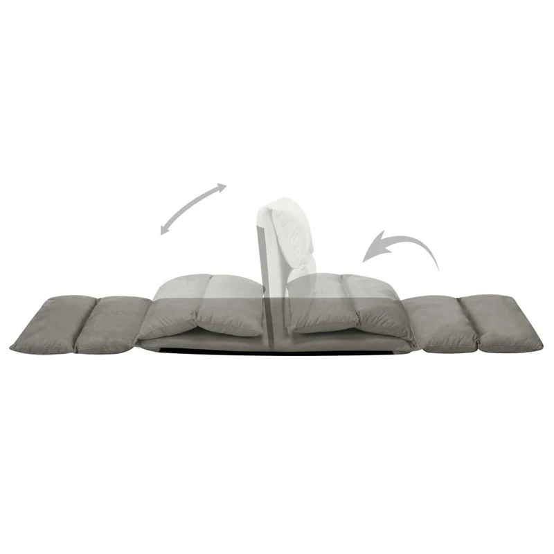 Fauteuil de sol piable réglable chaise longue de sol en microfibre gris DEC026235