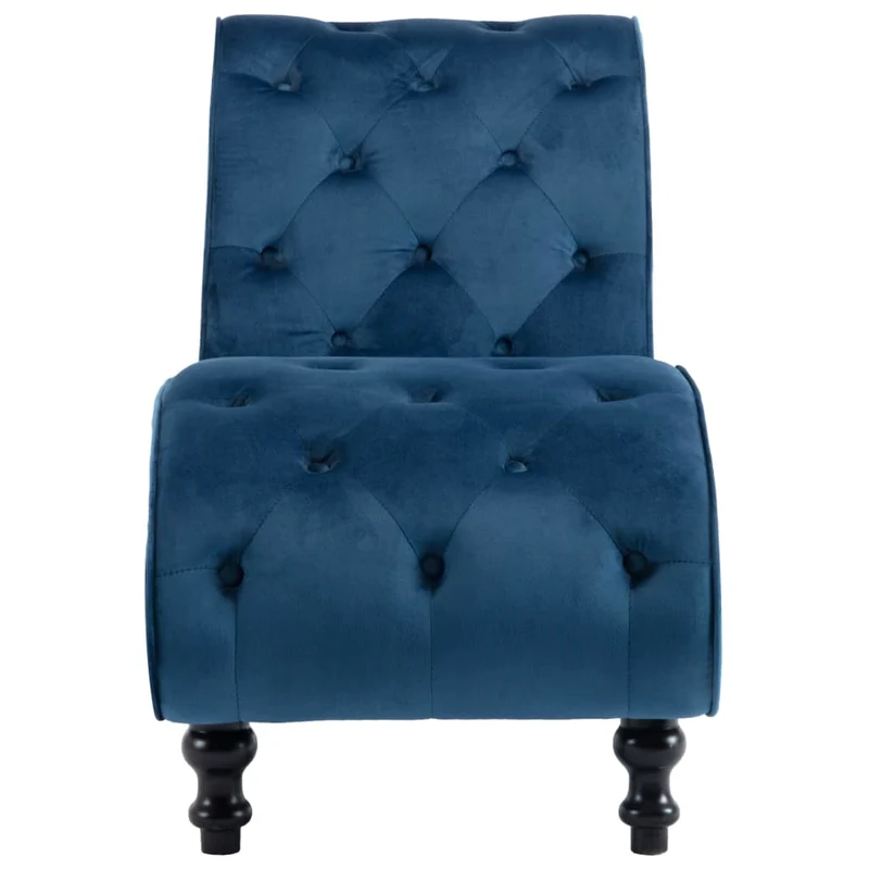 Méridienne chaise longue canapé pour intérieur en velours bleu capitonné DEC026118
