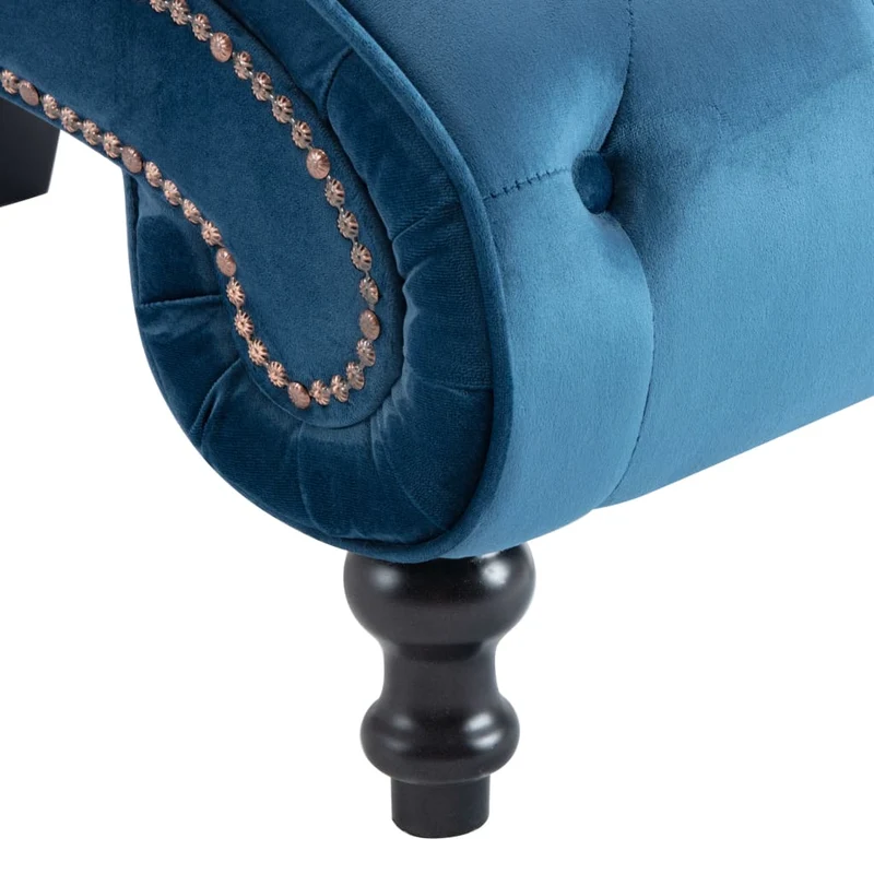 Méridienne chaise longue canapé pour intérieur en velours bleu capitonné DEC026118
