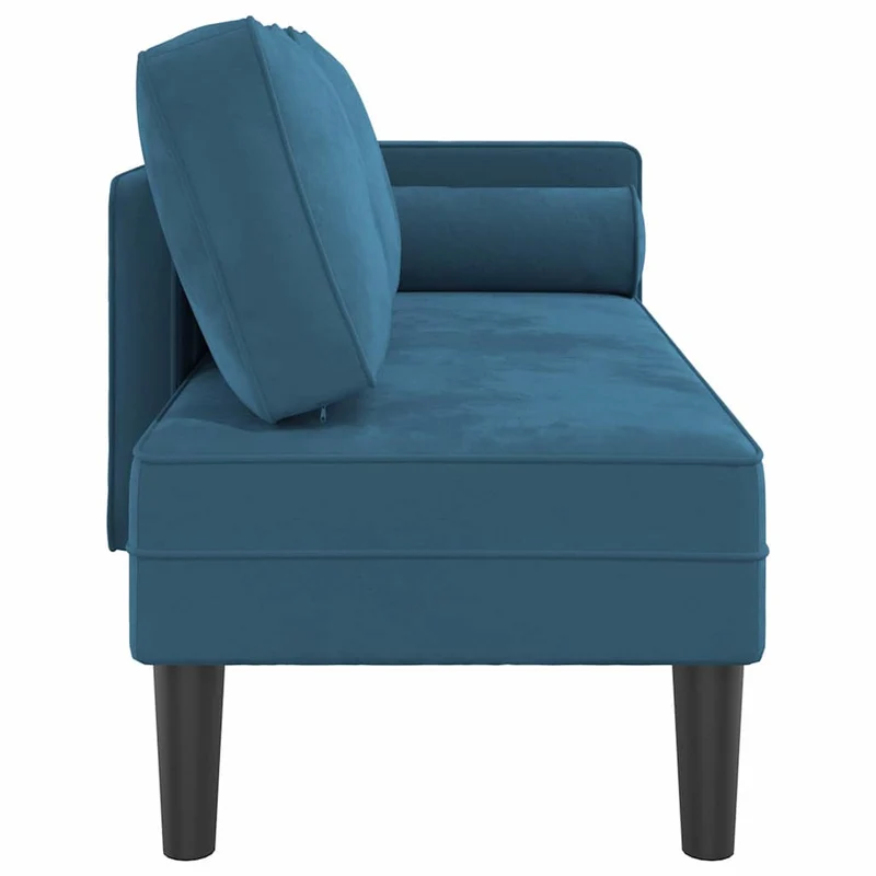 Méridienne chaise longue canapé pour intérieur avec coussins en velours bleu DEC026063
