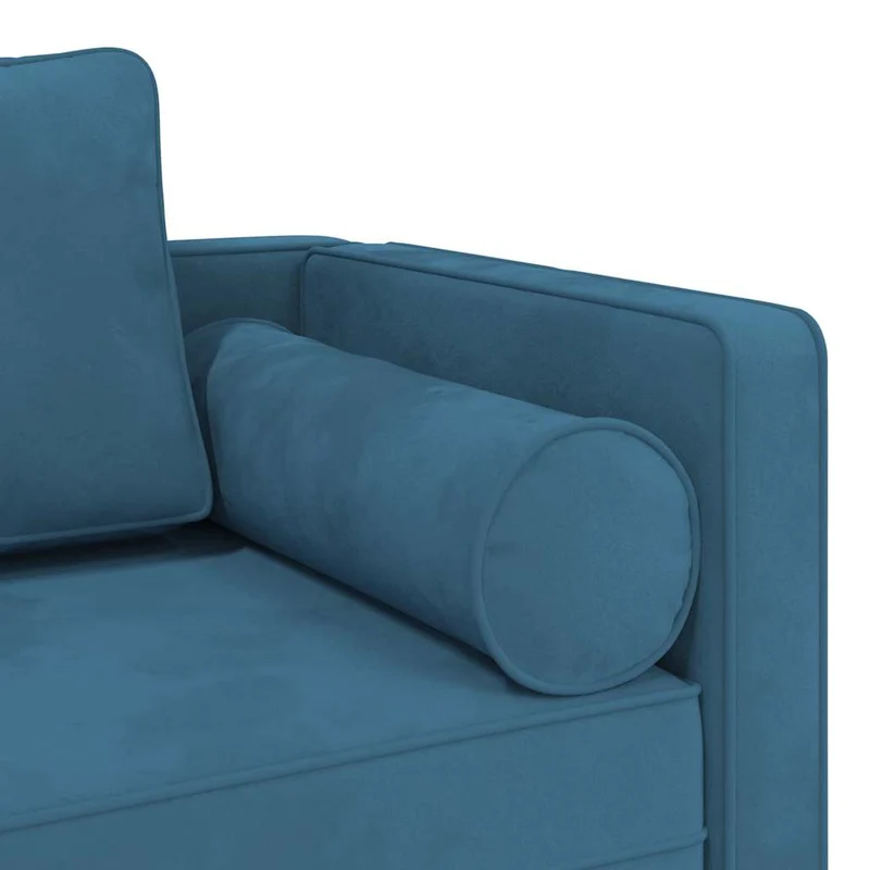 Méridienne chaise longue canapé pour intérieur avec coussins en velours bleu DEC026063