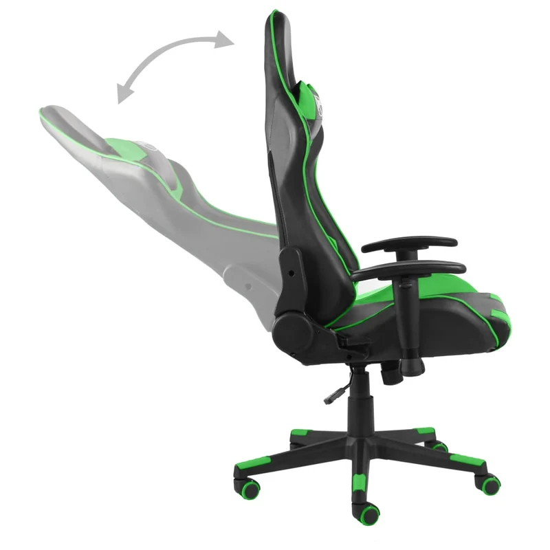 Fauteuil de bureau chaise gaming pivotante dossier inclinable en PVC vert DEC026055