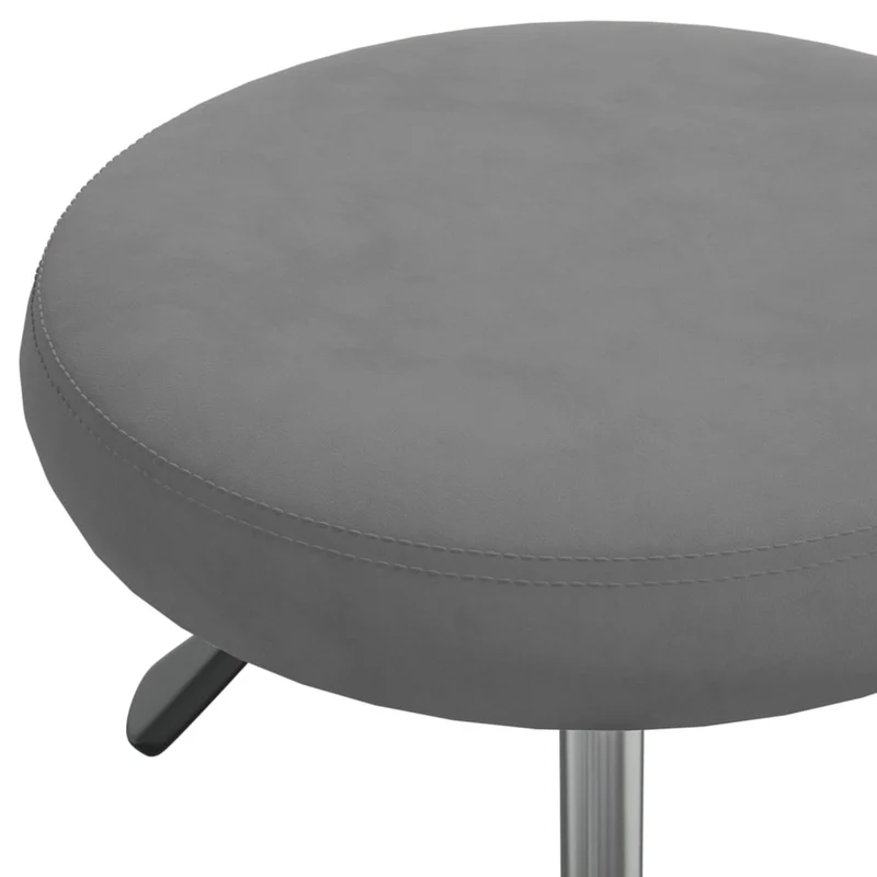 Tabouret de travail sur roulettes hauteur réglable en velours gris et acier DEC025045